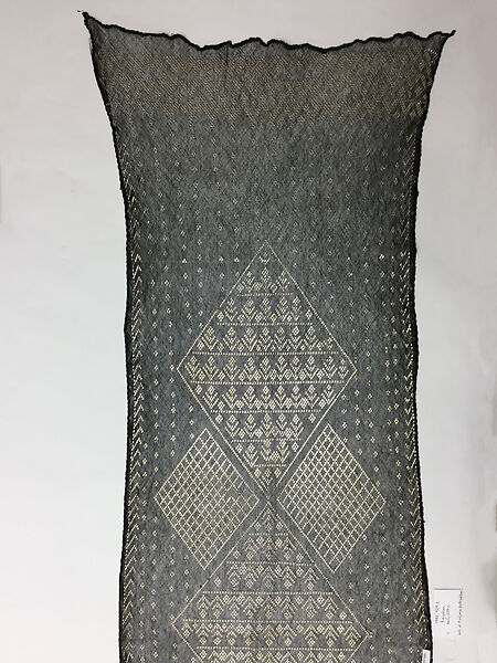 Headscarf, Cotton, metal wrapped thread; embroidered