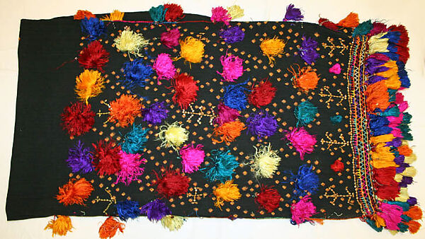 Headscarf, Cotton, silk; embroidered 