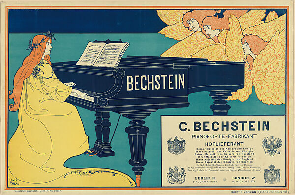 C. Bechstein Pianos, Louis John Rhead (American (born England), Etruria 1857–1926 Amityville, New York), Lithograph and relief 