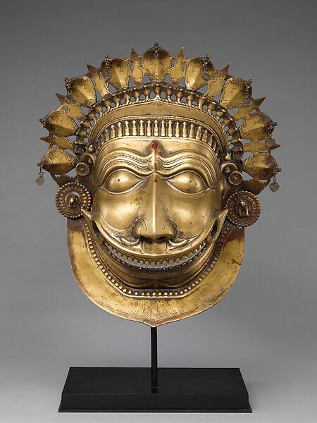 Mask of the Spirit Deity Jumadi, Copper alloy with silver pendants, Western India, Karnataka 