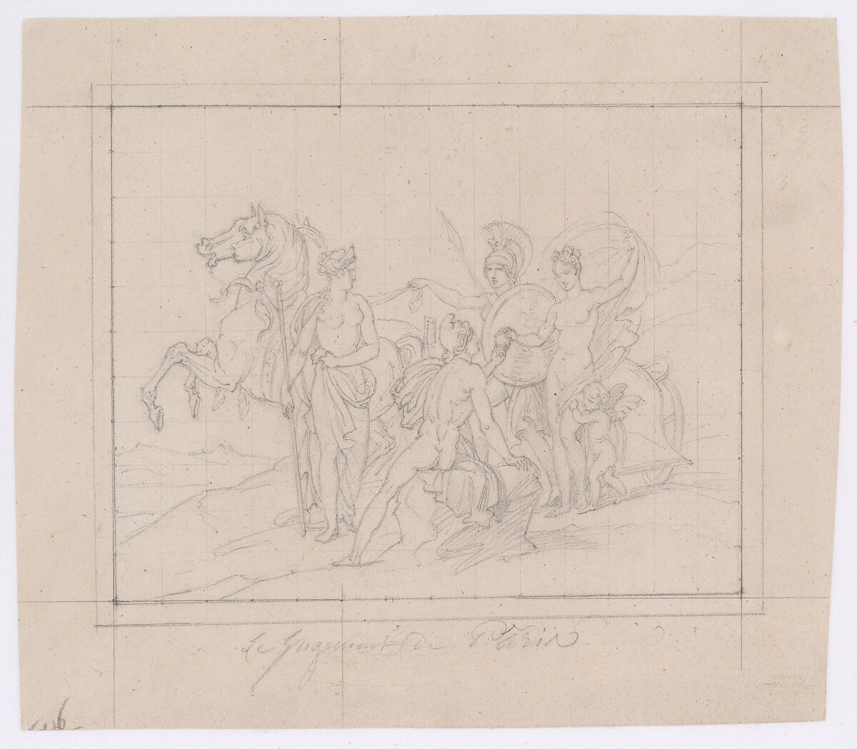 The Judgment of Paris, baron François Gérard (French, Rome 1770–1837 Paris), Graphite; squared in graphite 