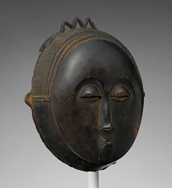 Moon face mask from a mblo performance, Baule or Yaure artist, Wood, Baule or Yaure