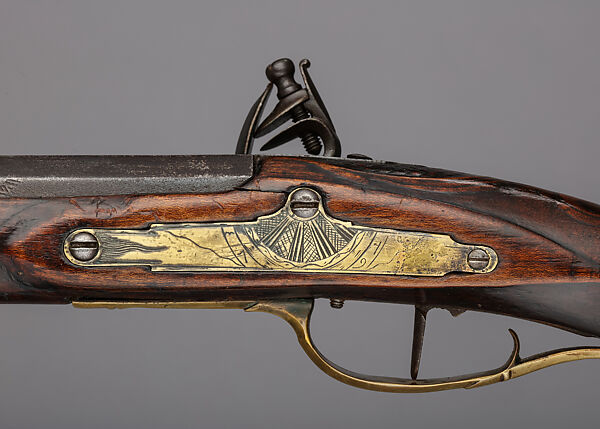 Flintlock Longrifle, Peter White (American, Uniontown, Pennsylvania ca. 1777–1834), Wood, iron, brass, silver, American, Uniontown, Pennsylvania