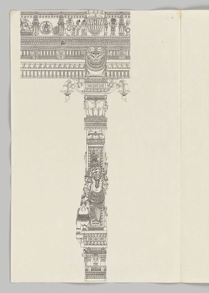 Sundareshvara as a siddha feeding sugarcane to the elephant., Unidentified artist, Indian, Ink and wash on J. Whatman paper watermarked 1798, India, Madurai, Tamil Nadu 