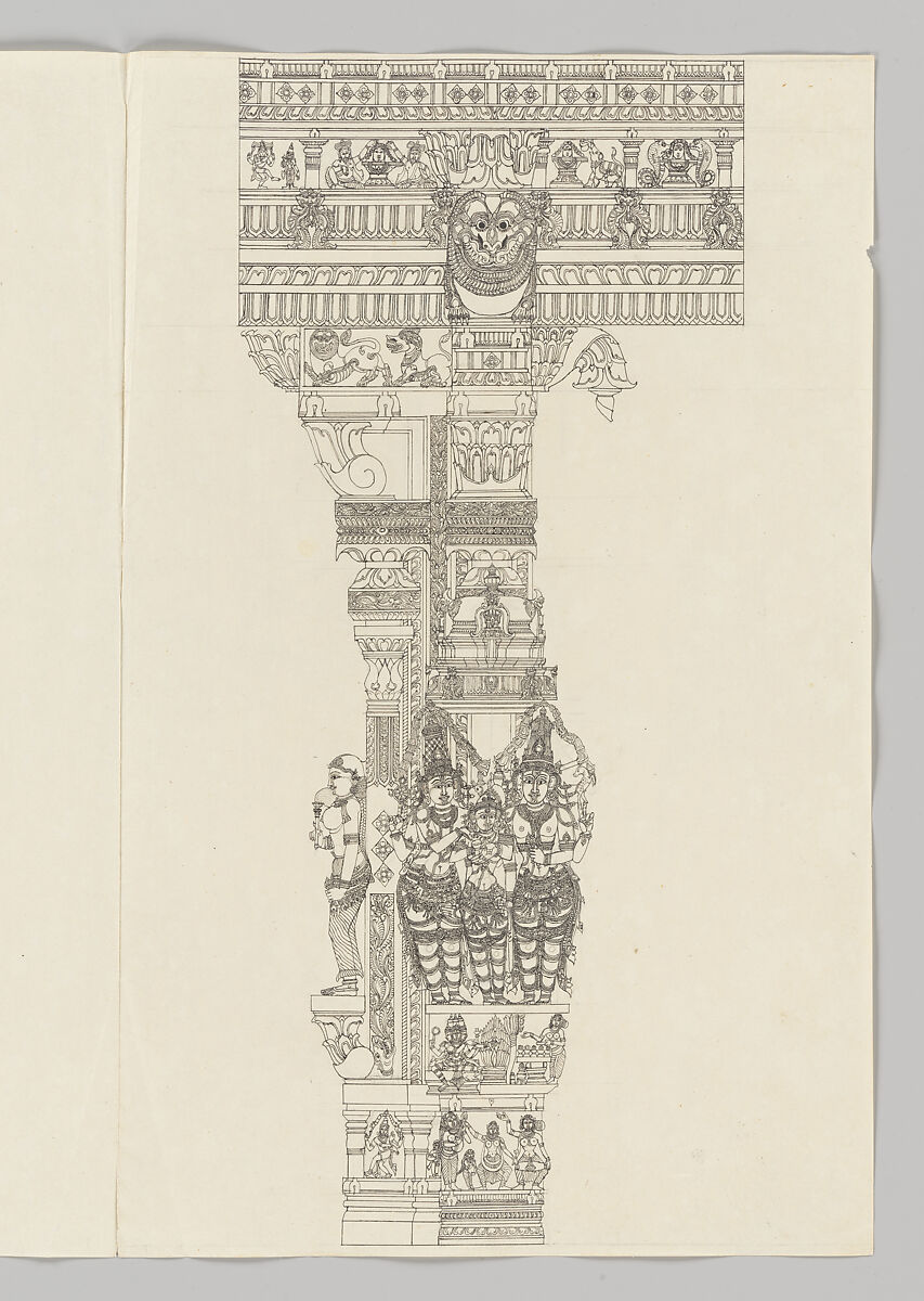 Marriage of Minakshi and Sundarehsvara, attended by Vishnu, Unidentified artist, Indian, Ink and wash on J. Whatman paper watermarked 1798, India, Madurai, Tamil Nadu 