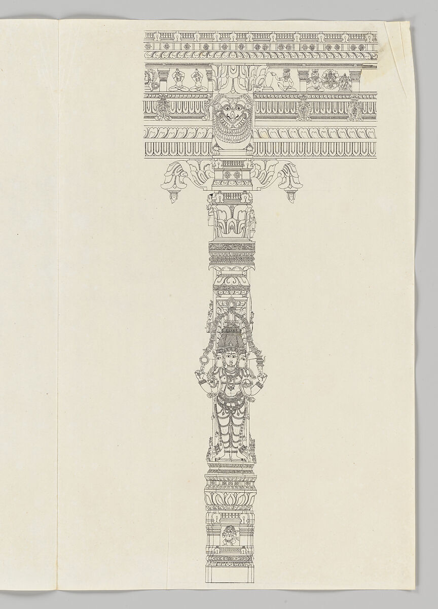 Brahma, Unidentified artist, Indian, Ink and wash on J. Whatman paper watermarked 1798, India, Madurai, Tamil Nadu 