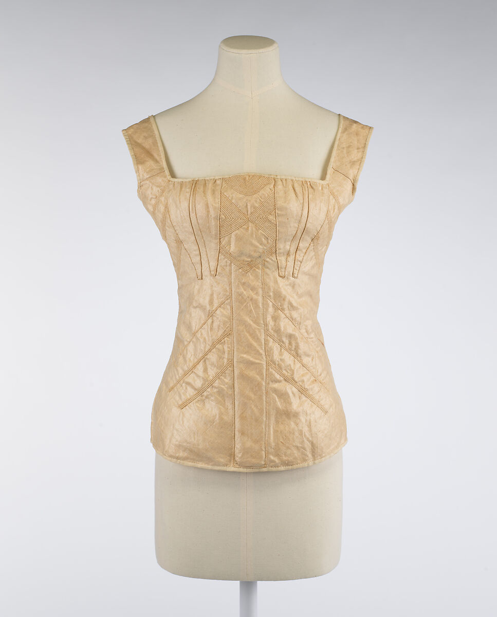 Corset, linen, bone, Possibly American 