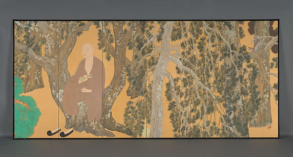 Tranquil Light (Jakkō), Hashimoto Kansetsu 橋本関雪 (Japanese, 1883–1945), Pair of six-panel folding screens; ink, color, and gold on silk, with urahaku (gold leaf on the reverse side of the silk), Japan 