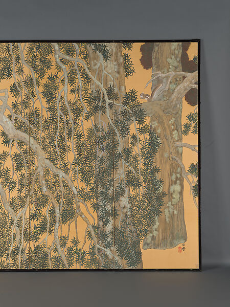 Tranquil Light (Jakkō), Hashimoto Kansetsu 橋本関雪 (Japanese, 1883–1945), Pair of six-panel folding screens; ink, color, and gold on silk, with urahaku (gold leaf on the reverse side of the silk), Japan