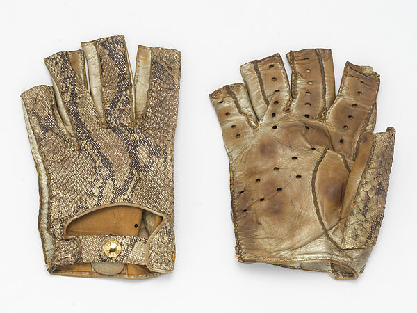 Gloves, Causse Gantier (French, founded 1892), leather (lambskin), cotton, metal, French 