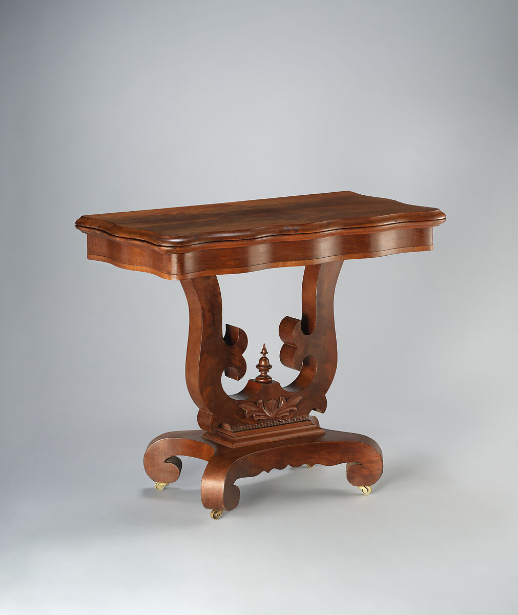 Game Table, Attributed to Thomas Day (American, 1801–1861), Cherry, mahogany veneer, mahogany, conifer (secondary wood), American