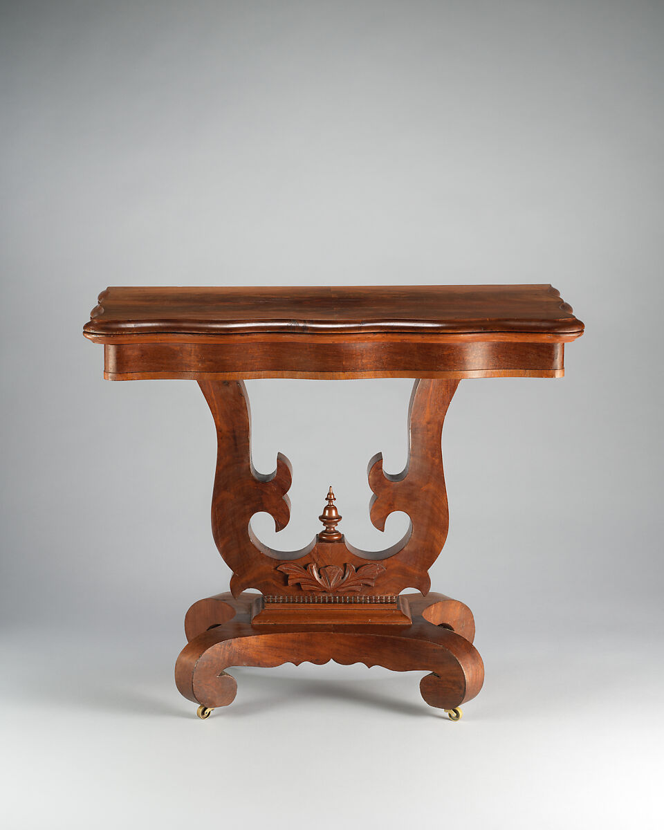 Game Table, Attributed to Thomas Day (1801–1861), Cherry, mahogany veneer, mahogany, conifer (secondary wood), American 