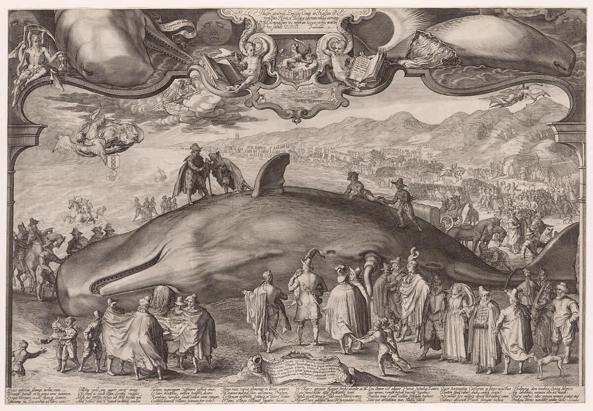 Beached Whale at Wijk aan Zee, Jan (Pietersz.) Saenredam (Netherlandish, Zaandam 1565–1607 Assendelft), Engraving; second state of three 