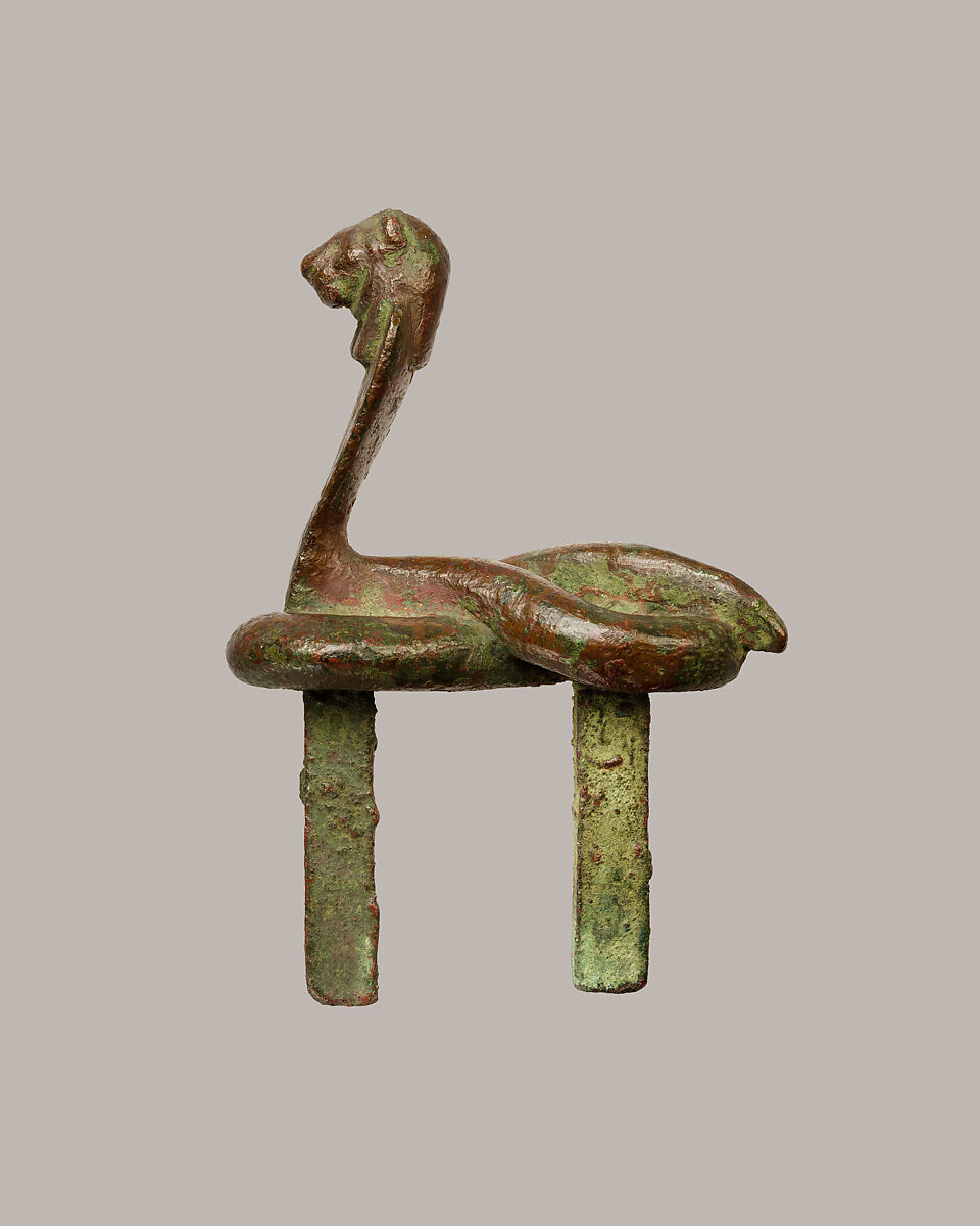 Figure of a rearing cobra with lion head, Leaded bronze