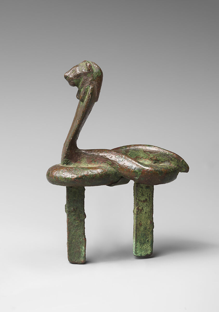 Figure of a rearing cobra with lion head, Leaded bronze