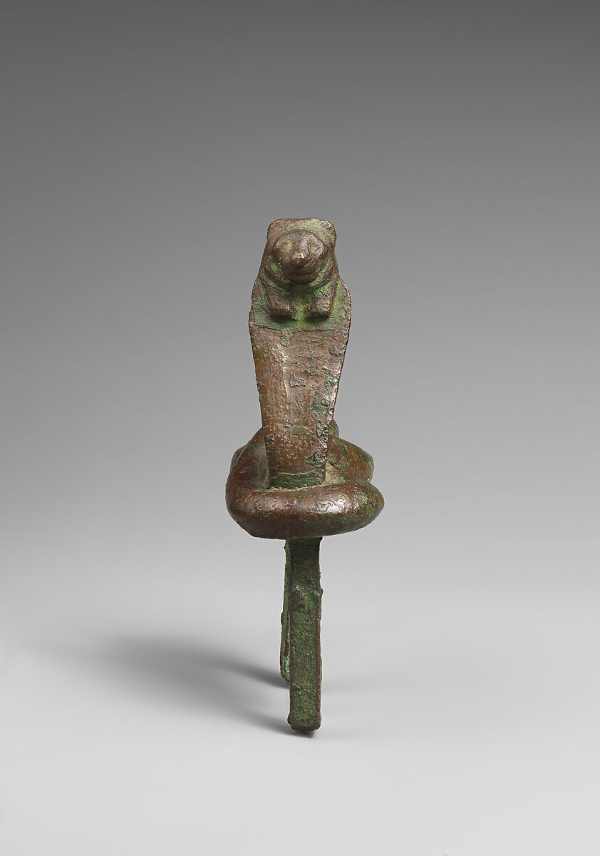 Figure of a rearing cobra with lion head, Leaded bronze