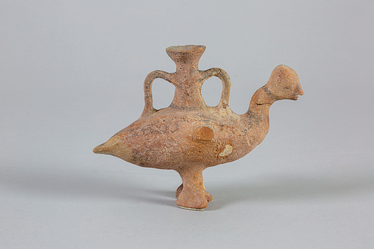 Terracotta askos in the shape of a water bird, Terracotta, Cypriot