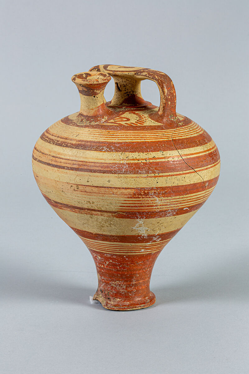 Terracotta stirrup jar, Terracotta, Mycenaean 