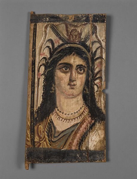 Panel with Painted Image of Isis, Tempera on wood, Egypt