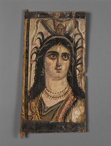 Panel with Painted Image of Isis, Tempera on wood, Egypt 