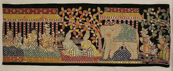 Textile, cotton, silk, metal, glass, Burma