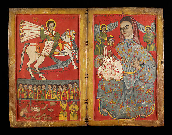 Diptych with Saint George and the Virgin and Child, Paint on wood, Ethiopian (Ethiopia)