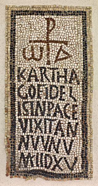 Mosaic with Latin Inscription, Marble, limestone, North African (Tunisia, Furnos Minor, Messadine)