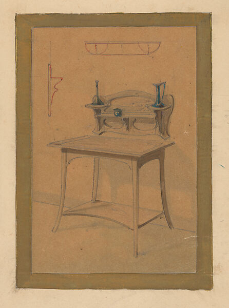 Design for a Serving Station in the Art Nouveau Style, Georges de Feure (French, Paris 1868–1943 Paris), Graphite and watercolor 