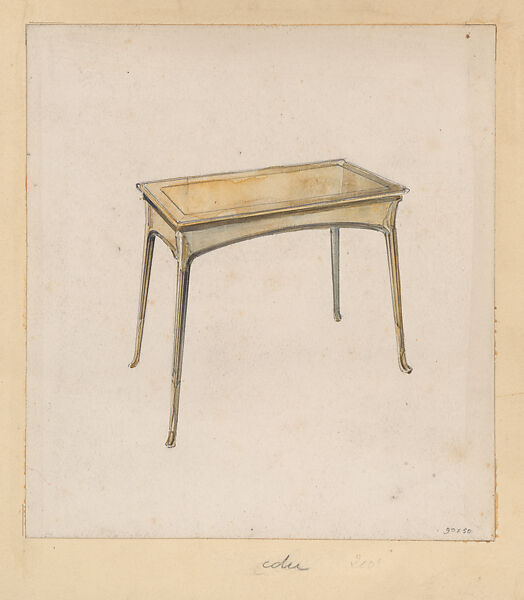 Design for a Wooden Table in the Art Nouveau Style, Georges de Feure (French, Paris 1868–1943 Paris), Graphite and watercolor 