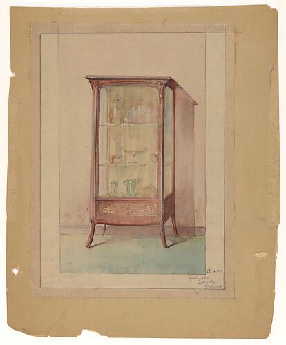 Design for a Wooden Display Case in the Art Nouveau Style