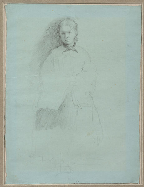 Giovanna Bellelli, Study for "The Bellelli Family", Edgar Degas  French, Conté crayon on blue wove paper, French