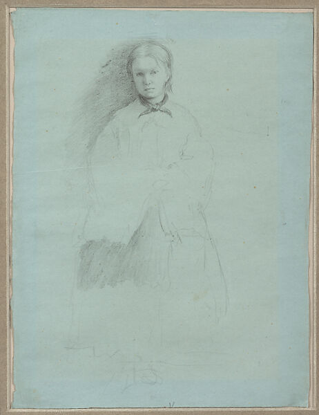 Giovanna Bellelli, Study for "The Bellelli Family", Edgar Degas  French, Conté crayon on blue wove paper, French