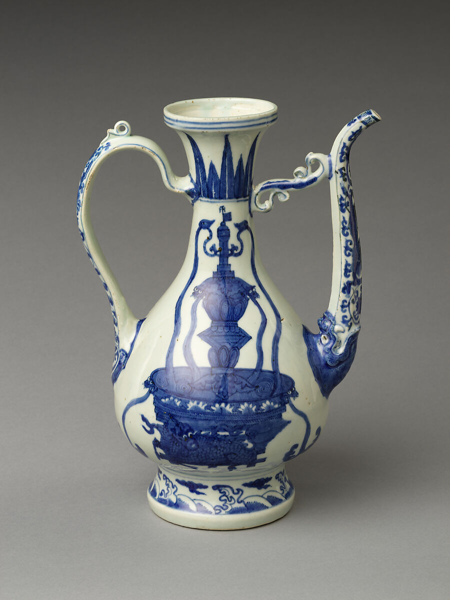 “Magic Fountain” ewer, Porcelain painted in underglaze cobalt blue (Jingdezhen ware), China