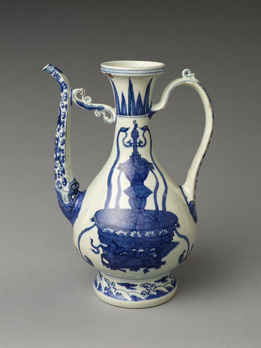 “Magic Fountain” ewer, Porcelain painted in underglaze cobalt blue (Jingdezhen ware), China 