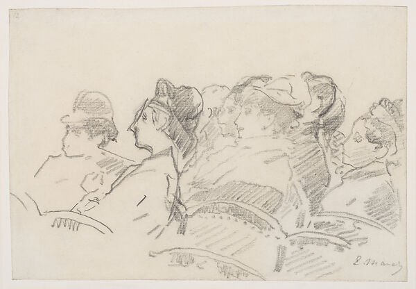 At the Theater, Edouard Manet (French, Paris 1832–1883 Paris), Graphite, French 