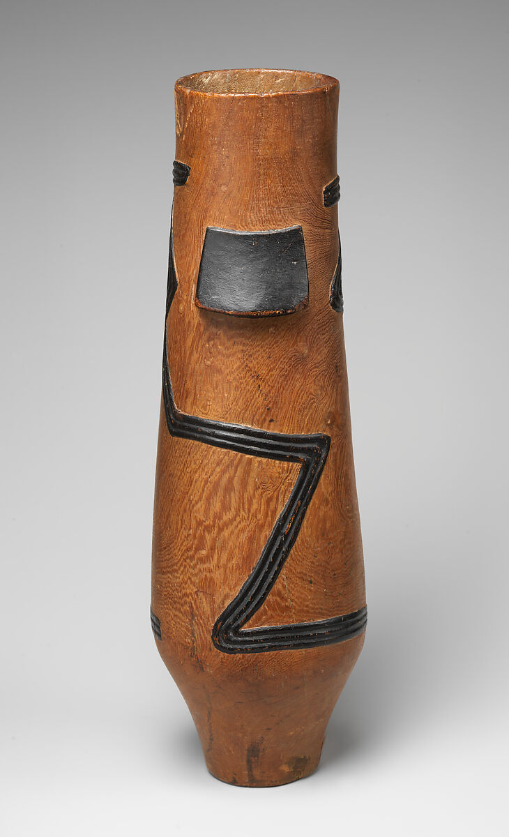 Ithunga (milk vessel), Zulu artist, Wood, pigment, Zulu peoples