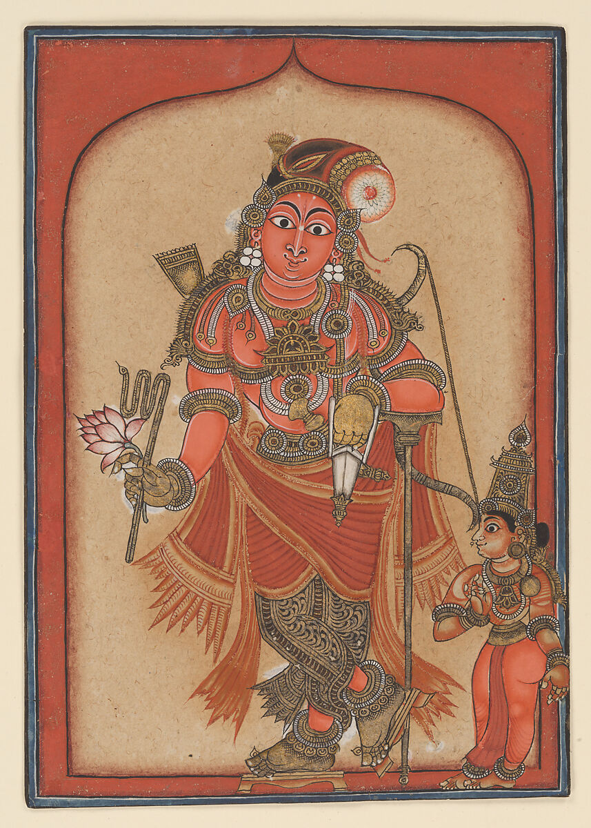 Krishna Rajagopalaswamy, king of the cowherds, Tirupati School, South India, Opaque watercolor and hand-colored silver on paper, South India, Andhra Pradesh, Tirupati 