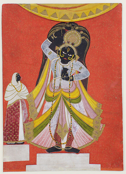 Balarama under worship, Opaque watercolor and gold on paper, India, Uttar Pradesh, probably Awadh (Oudh) 