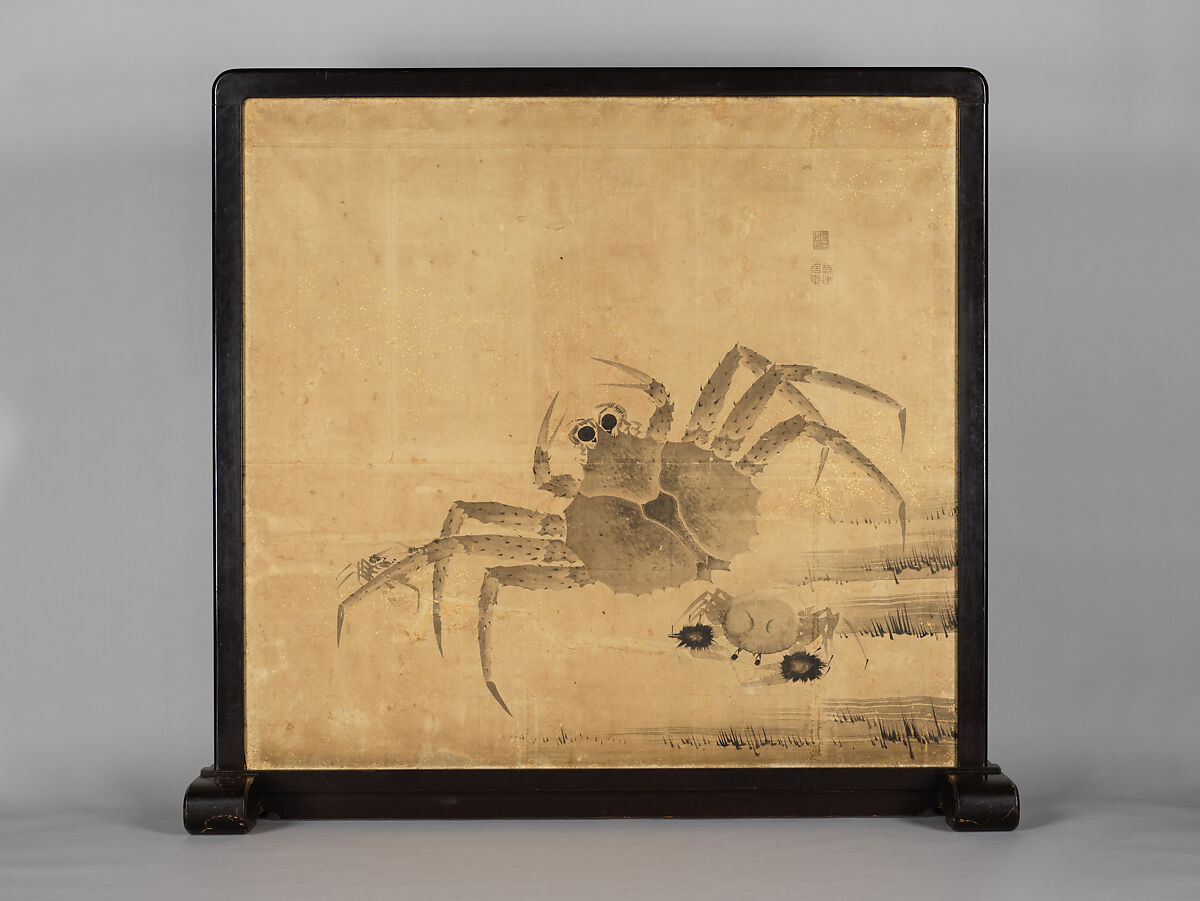 Crabs and Peonies, Itō Jakuchū 伊藤若冲 (Japanese, 1716–1800), Double-sided freestanding screen (tsuitate); ink and gold on paper, Japan 