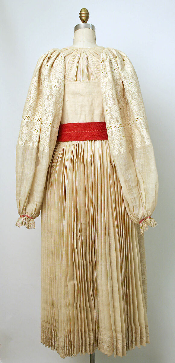 Ensemble, linen, wool, silk, metal, leather, Croatian