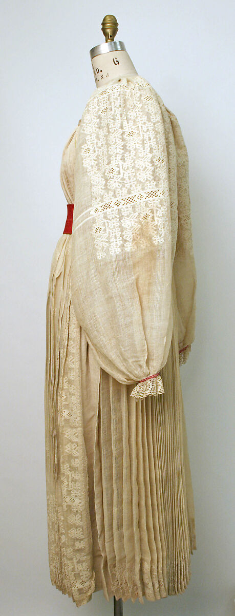 Ensemble, linen, wool, silk, metal, leather, Croatian