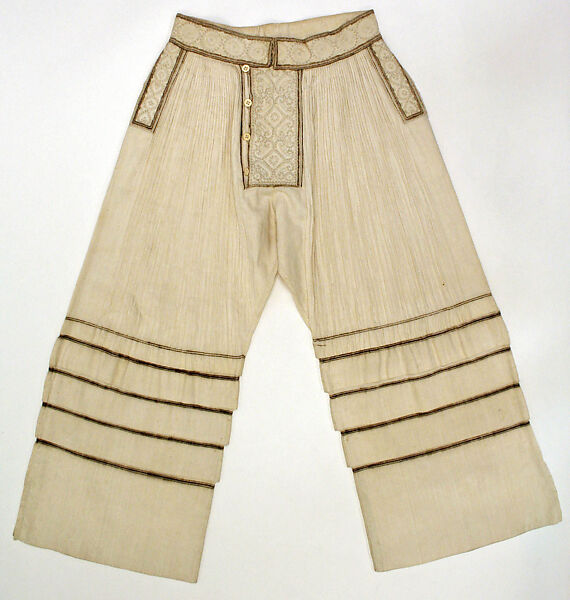 Ensemble, linen (?), wool, lace, metal, metallic thread, silk, European, Eastern