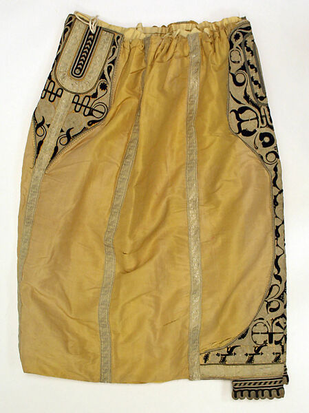 Ensemble, (a, b) Silk; (c) Wool; embroidered 
