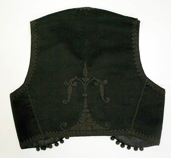 Ensemble, (a, b) Silk; (c) Wool; embroidered