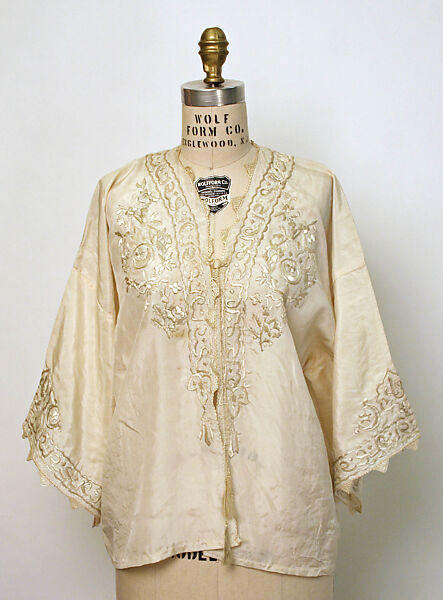Ensemble, (a, b) Silk; (c) Wool; embroidered