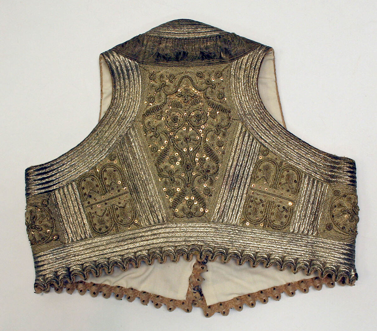 Wedding ensemble, silk, cotton, metallic thread