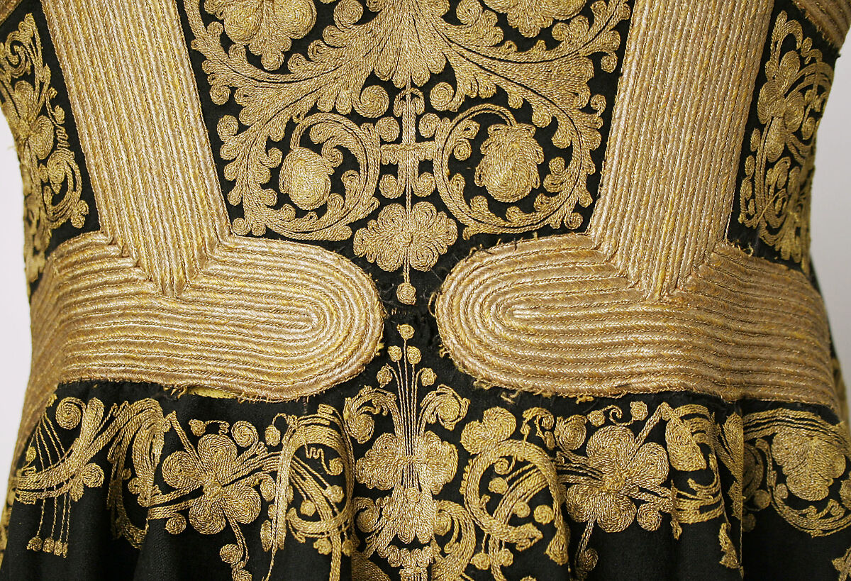 Wedding ensemble, silk, cotton, metallic thread