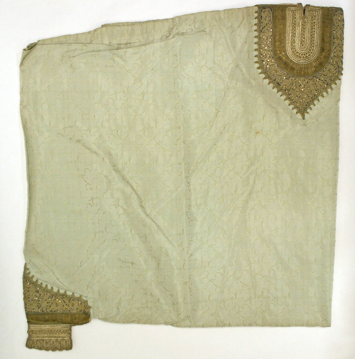 Wedding ensemble, silk, cotton, metallic thread