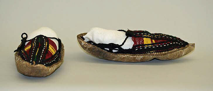 Ensemble, wool, cotton, metallic thread, ramie, animal skin, glass