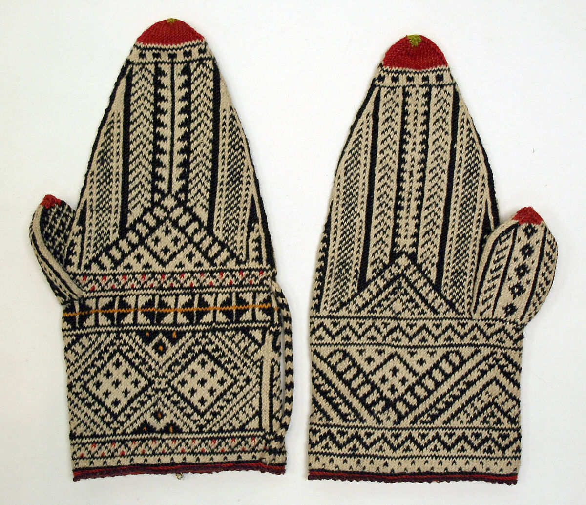 Ensemble, wool, cotton, metallic thread, ramie, animal skin, glass